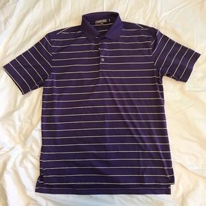 Peter Millar purple with white stripe polo. SZ M